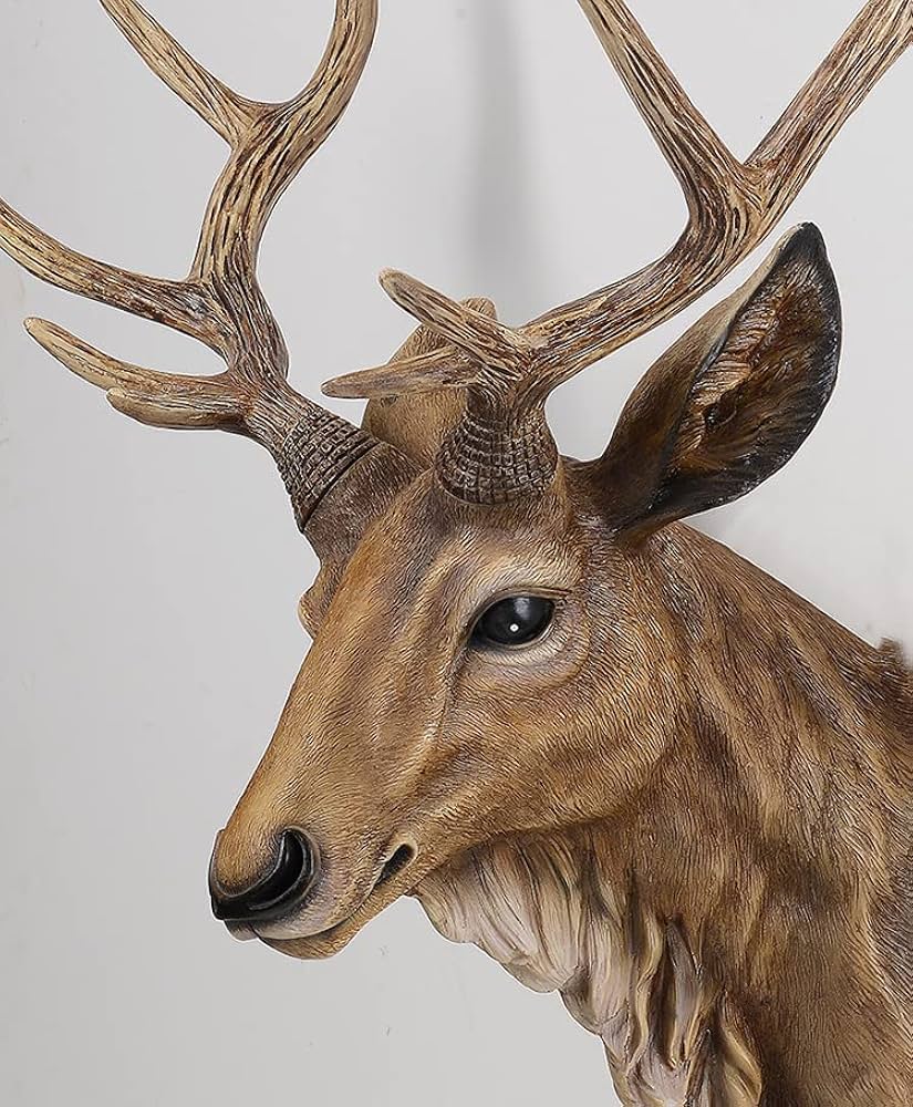 Amazon.co.jp: 56x40x28cm フェイク剥製動物の頭部壁の装飾、手作りの