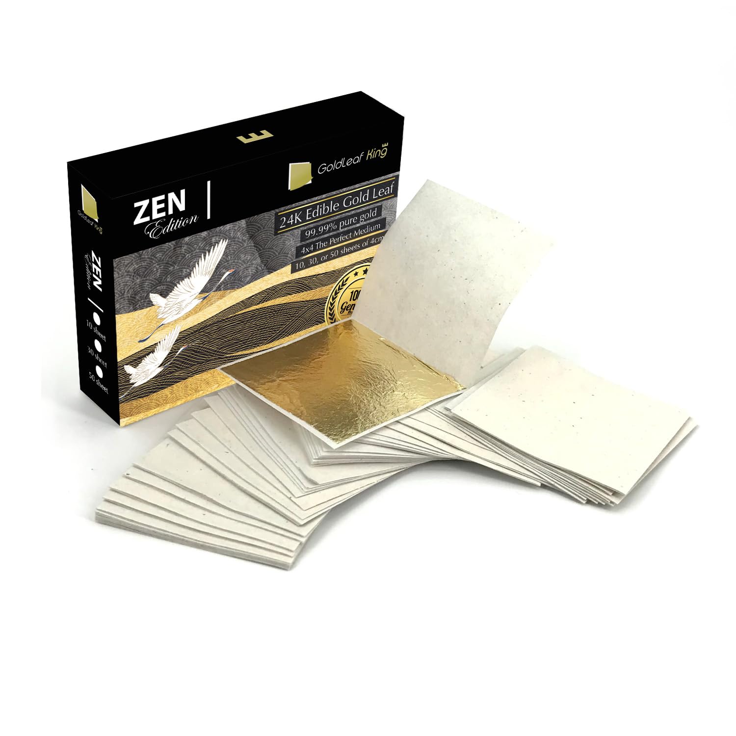 Amazon.co.jp: 99.99% 純金 食用金箔シート 24K GoldleafKing 禅