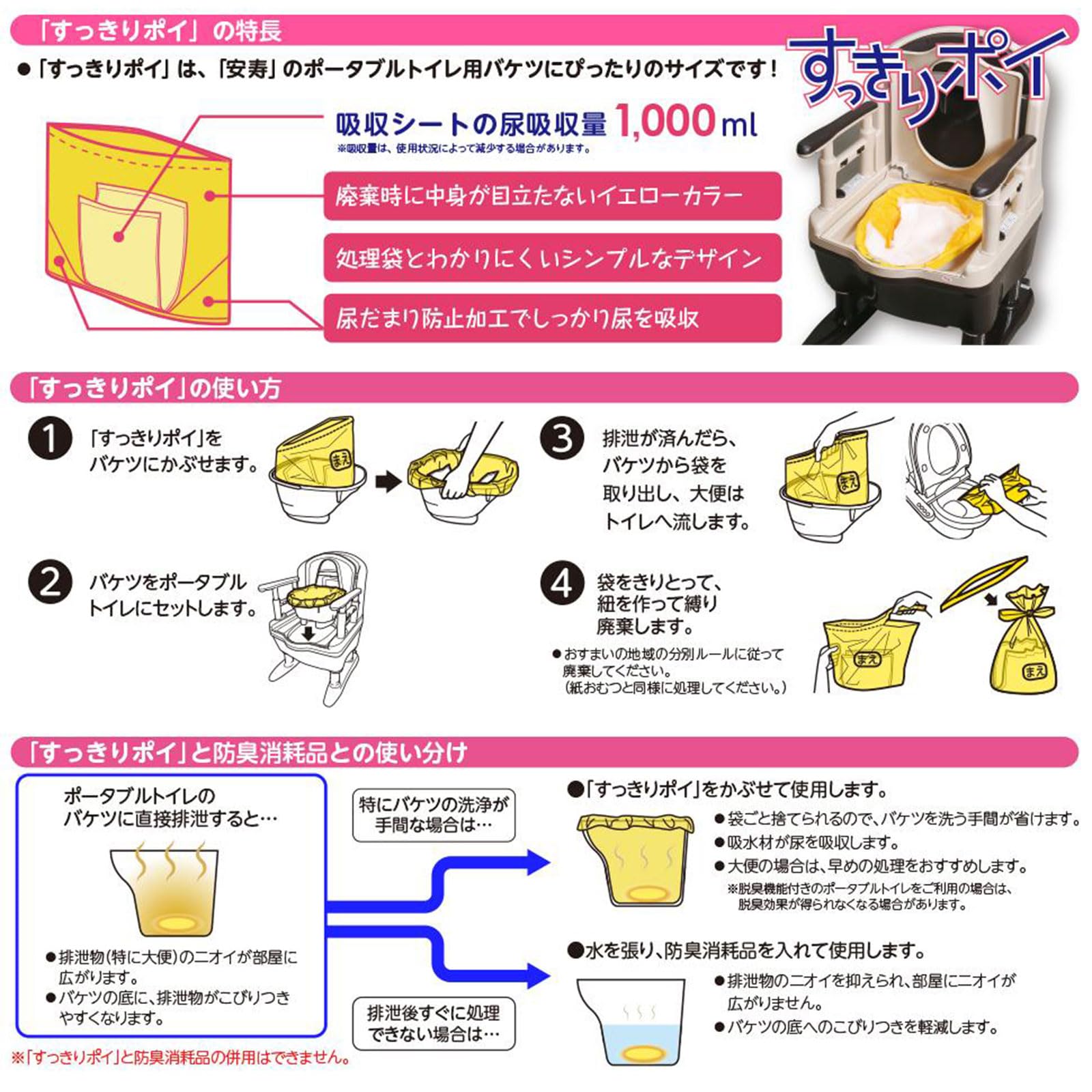 Amazon | 安寿 ポータブルトイレ用処理袋 すっきりポイ 30枚入