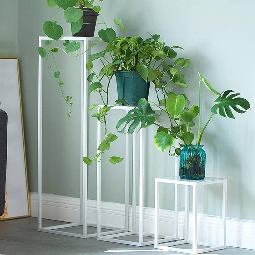 Amazon｜BXIHUYA 鉄アートフラワーポットホルダー、屋内植物コンテナ棚