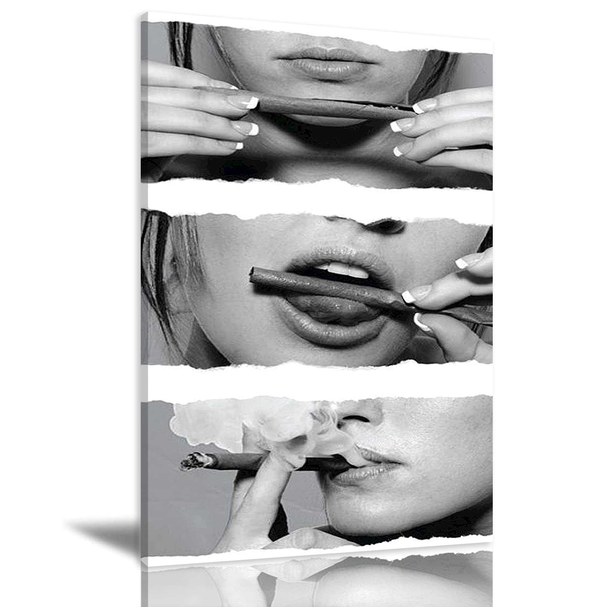 Amazon.co.jp: 絵画 タバコを吸う女性ですインテリア 絵画 白黒アート