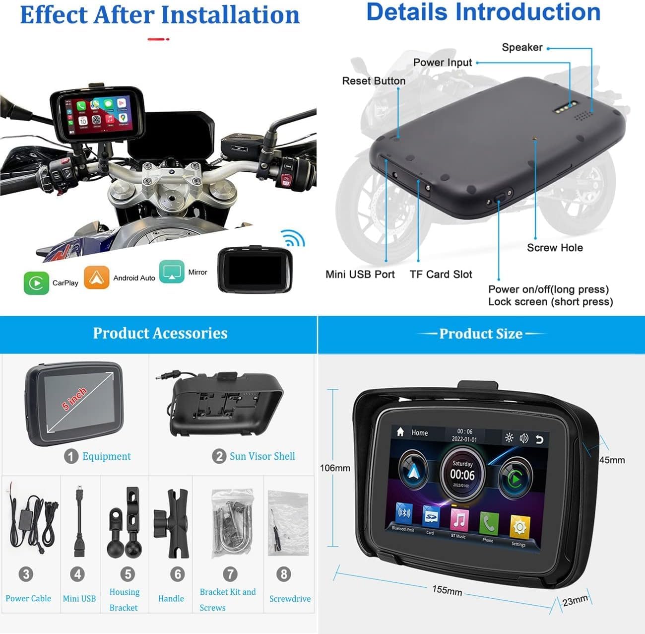 Amazon.co.jp: 5インチバイクGSPナビ 自転車バイク専用ナビ 防水防塵耐