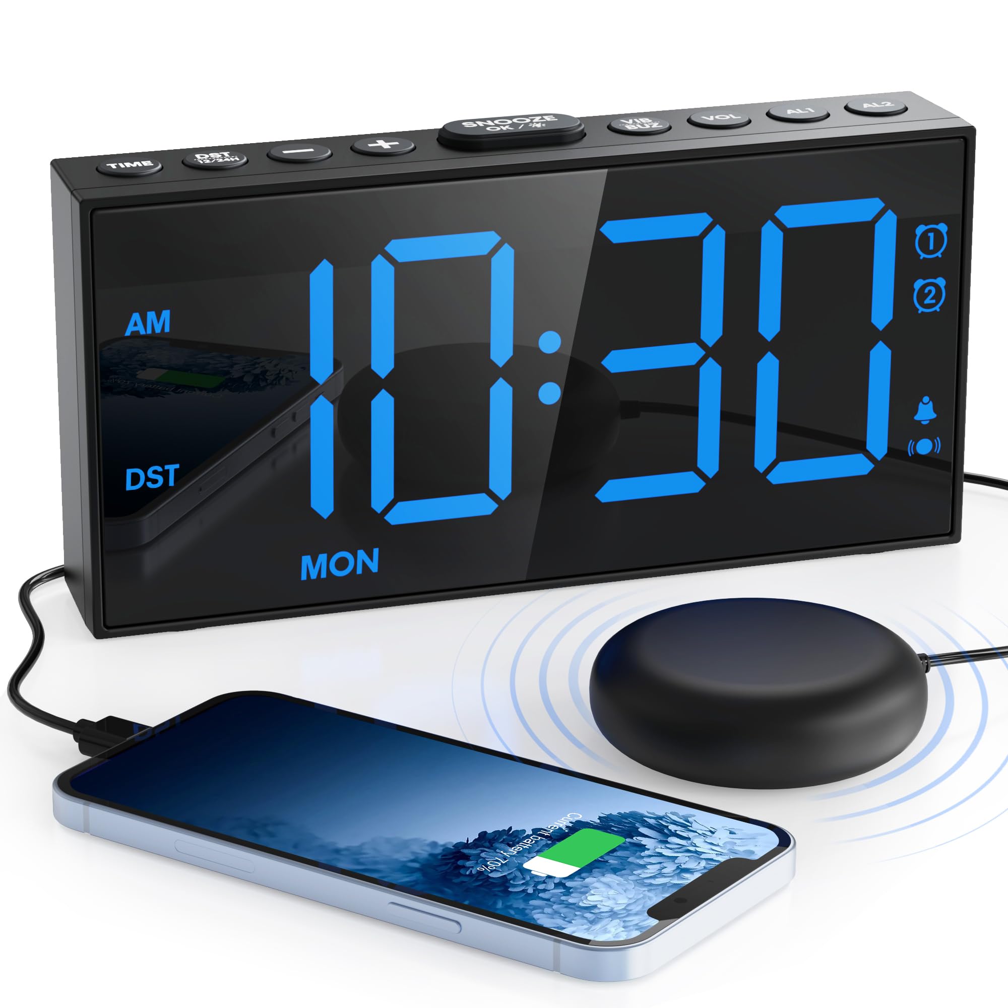 Amazon.com: Mesqool Loud Alarm Clock for Heavy Sleeper, with