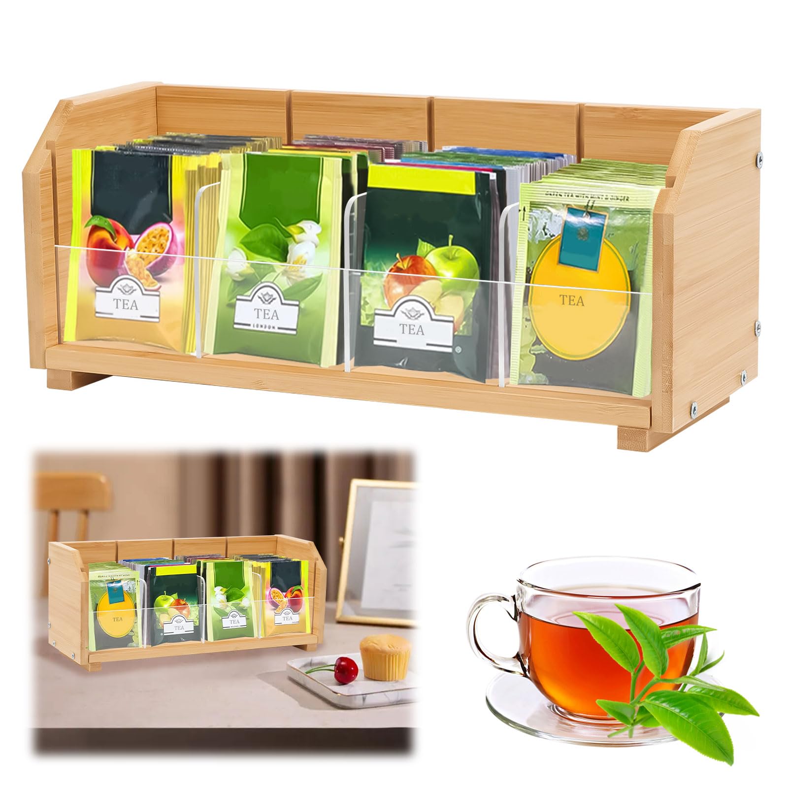 Amazon｜ティーバッグホルダー 紅茶 ティーバッグオーガナイザー 天然