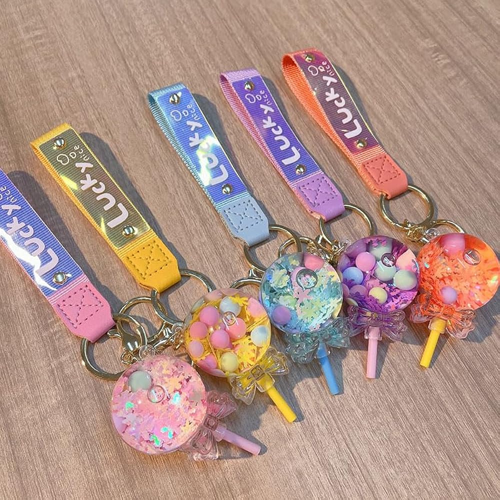 Amazon.co.jp: [REEG] かわいい油入りロリポップキーホルダーアクリル