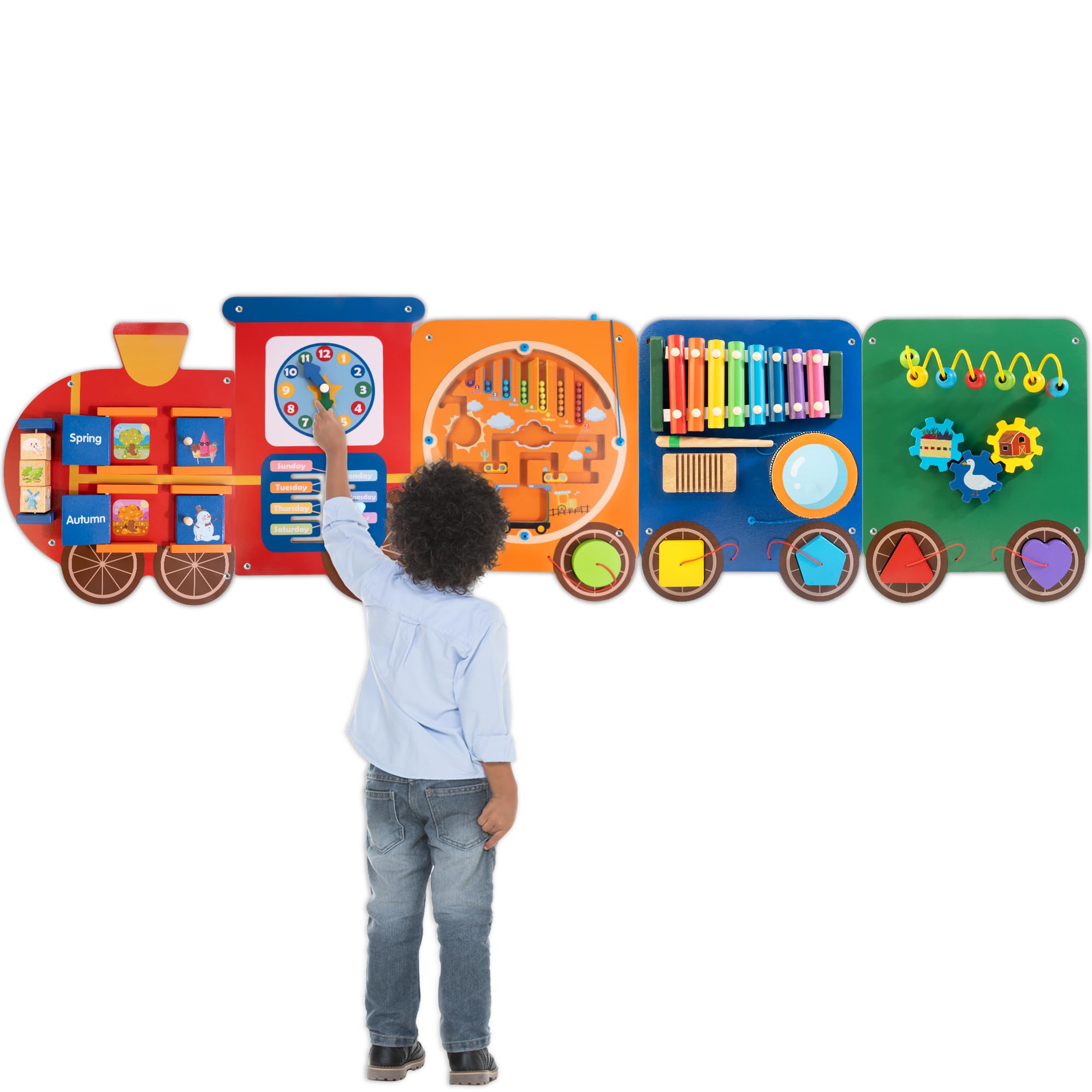 Amazon.com: Train Activity Wall Busy Board Panels | 11-in-1 Wooden