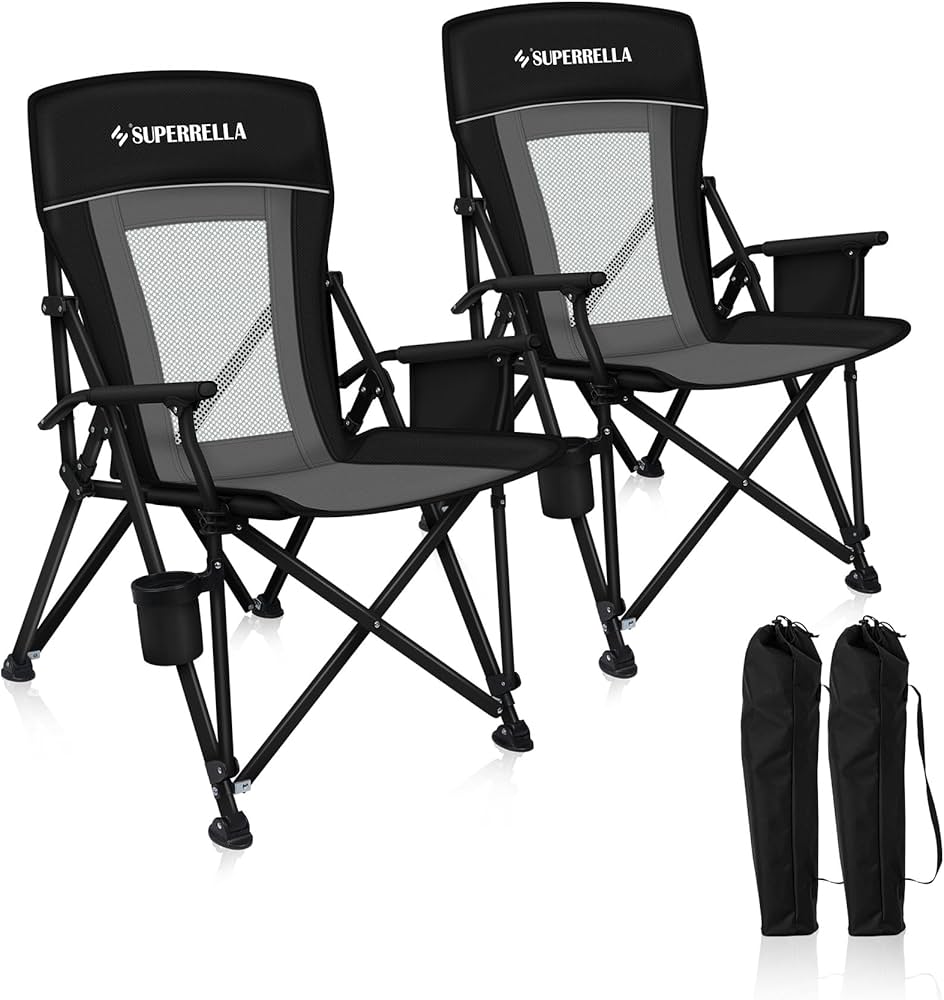 Superrella Camping Chair Portable Folding Lawn Chair Comfortable