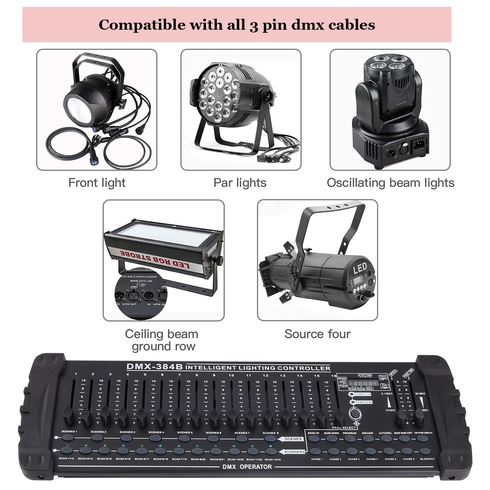 Amazon.co.jp: DMX 384 A/b コンソール、DMX-512 DJ コントローラー