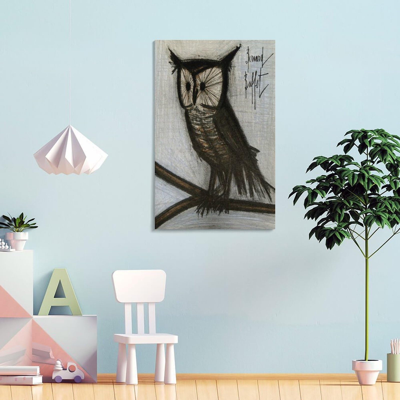 Amazon.co.jp: ベルナールビュッフェ（小さなミミズク）ポスター