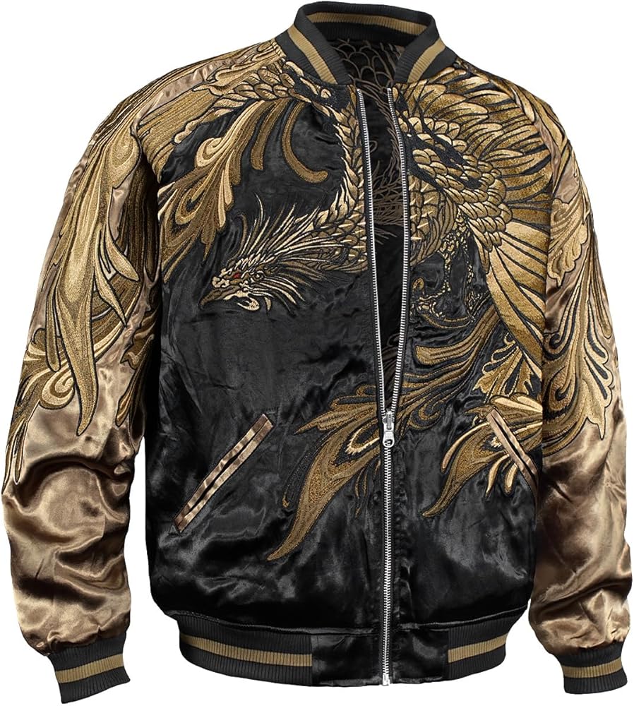 Amazon | [絡繰魂] からくり魂 粋 スカジャン 鳳凰 和柄 リバーシブル