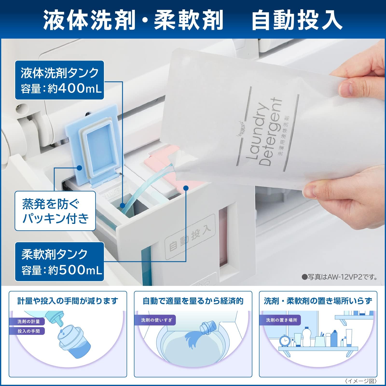 Amazon.co.jp: 東芝(TOSHIBA) AW-12VP2(W) グランホワイト 洗剤自動