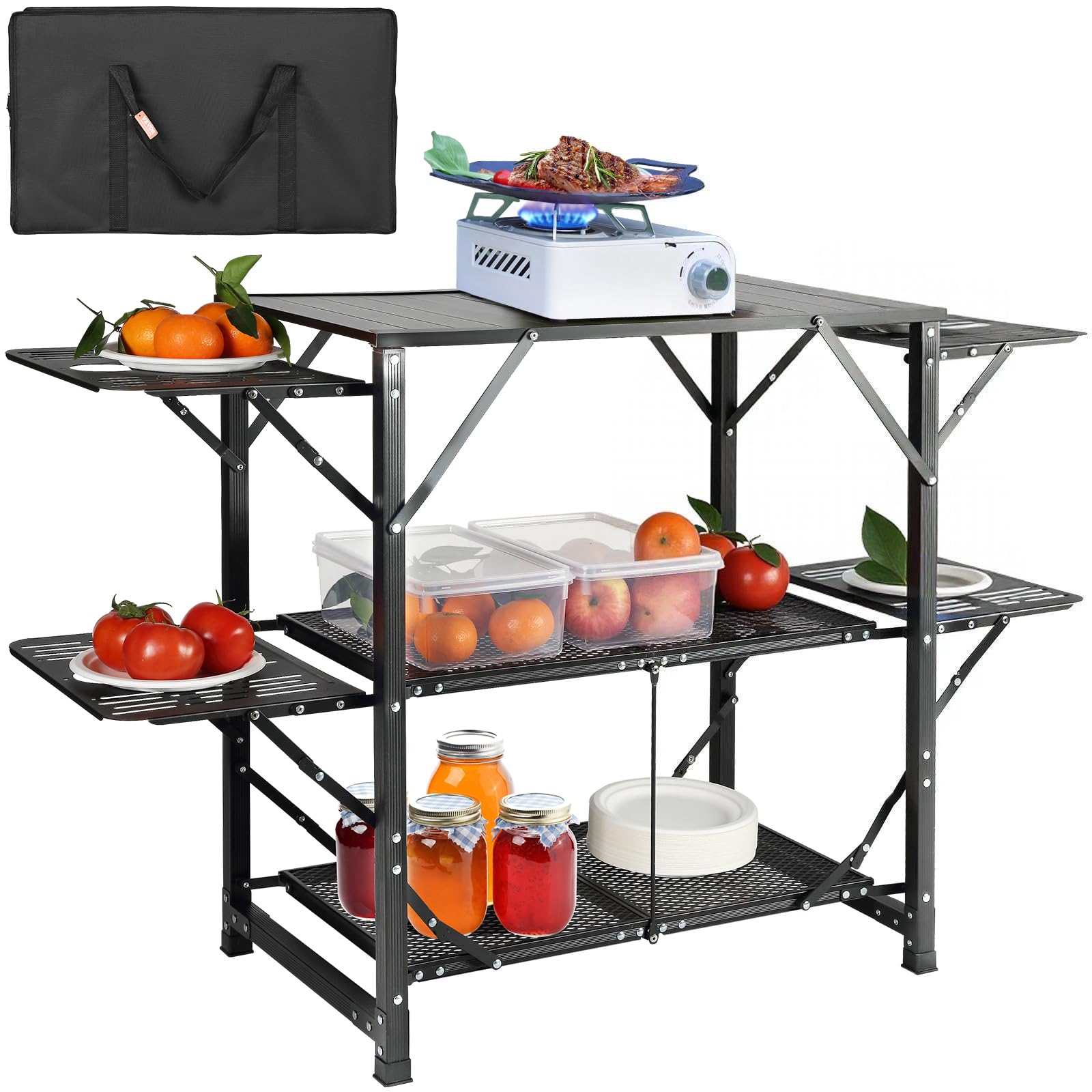 Amazon.com : VEVOR Camping Kitchen Table, Aluminum Folding