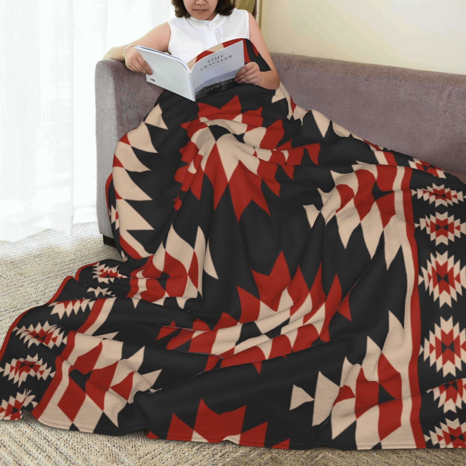 Amazon｜毛布 ネイティブアメリカン 民族柄 オルテガ柄 ブランケット