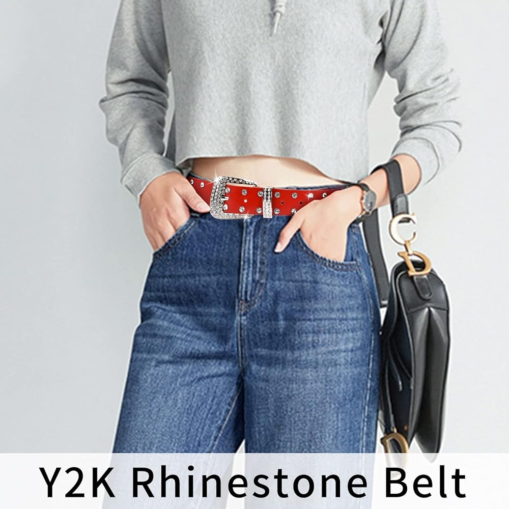 Amazon | ADRJLYQ Bb Simon ベルト ラインストーン スカルベルト Y2k