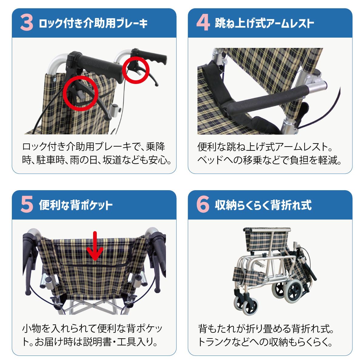 Amazon | 楽々健 折り畳み式車椅子 福祉用具専門相談員 開発監修 介助