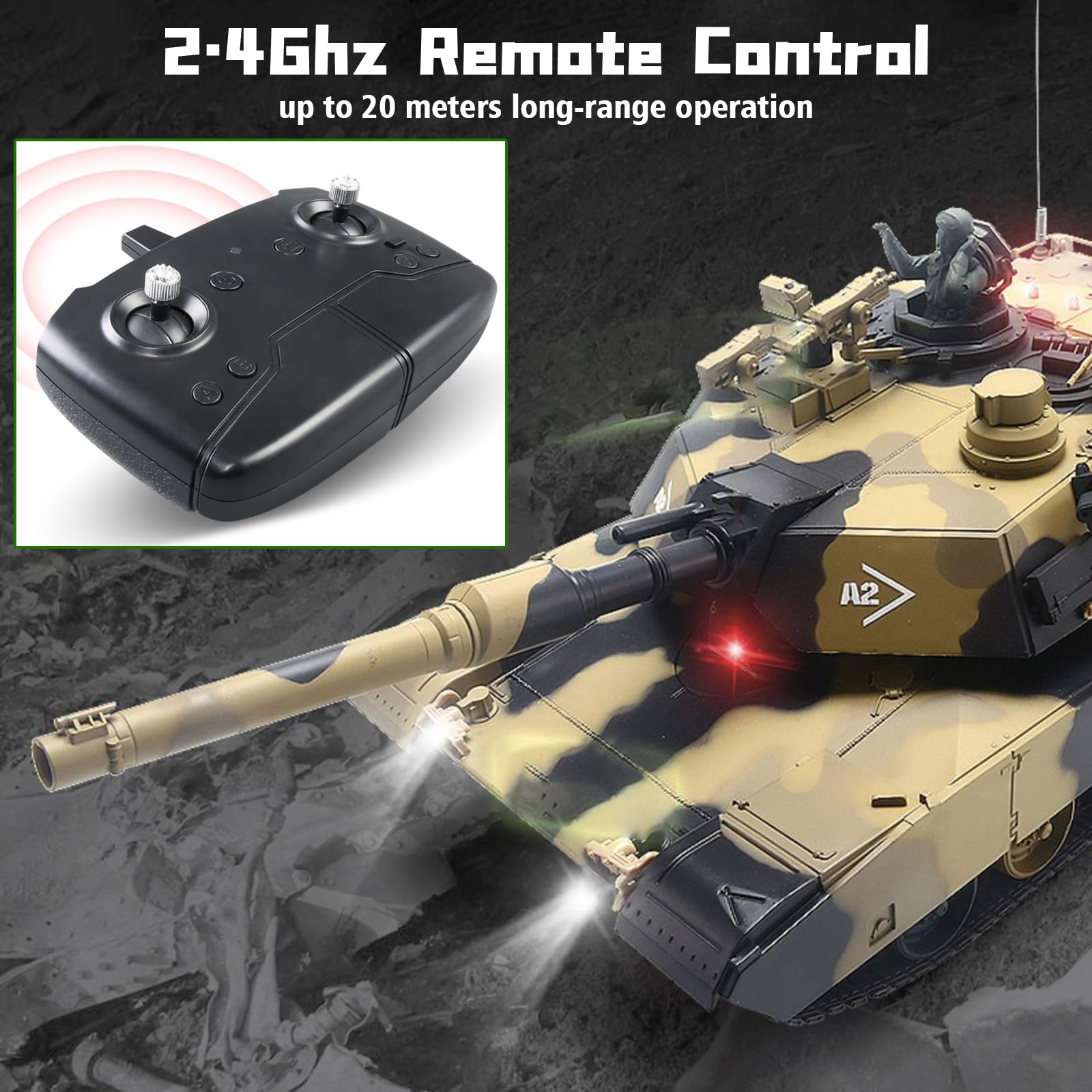 Amazon.com: 1:24 USA M1A2 Abrams RC Tank, Henglong 2.4Ghz Remote