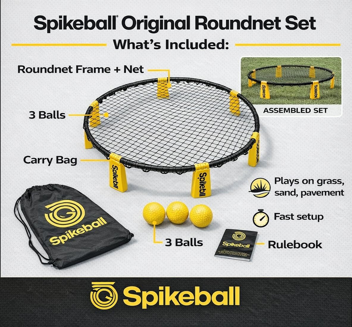 Amazon | Spikeball 3 ボール ゲームセット - 若者や家族向け