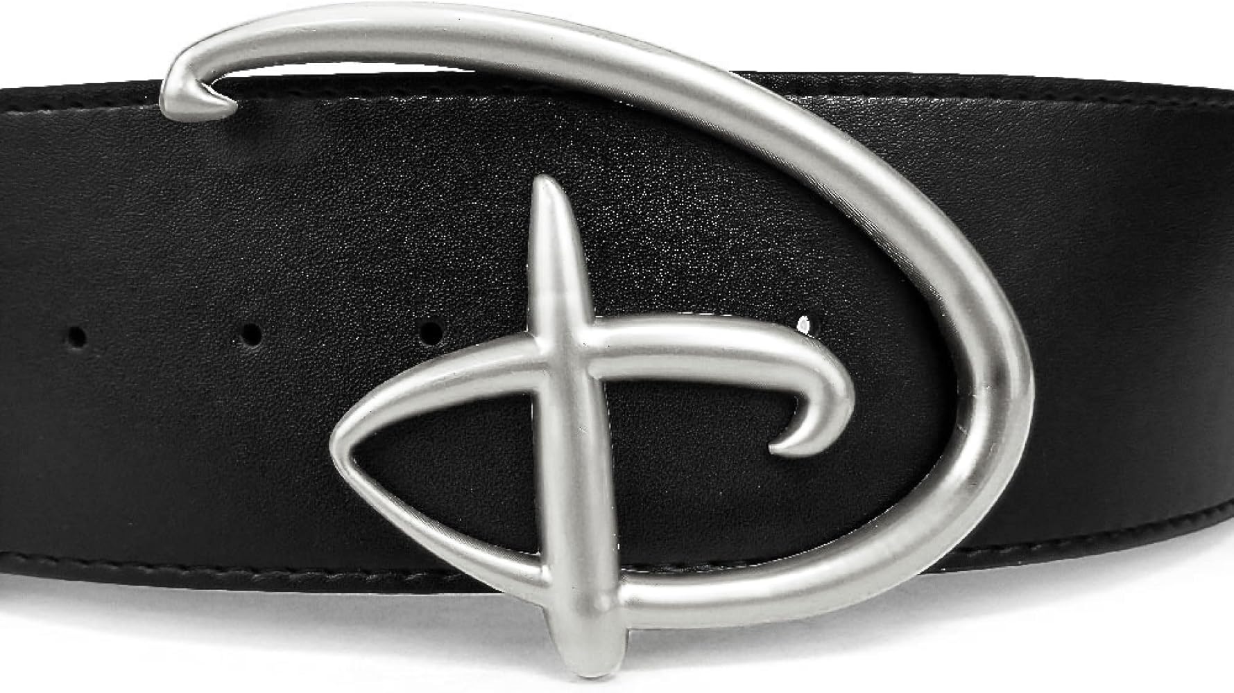 Buckle-Down Men's Logo Silver Cast, Black Vegan Leather Belt