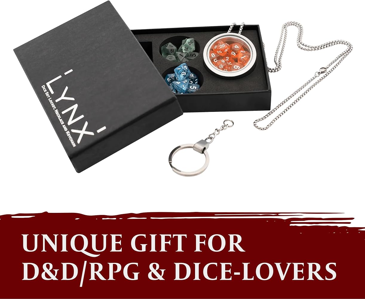 Amazon.com: LYNX DND Dice Set Locket/Keychain - 3 Polyhedral Mini