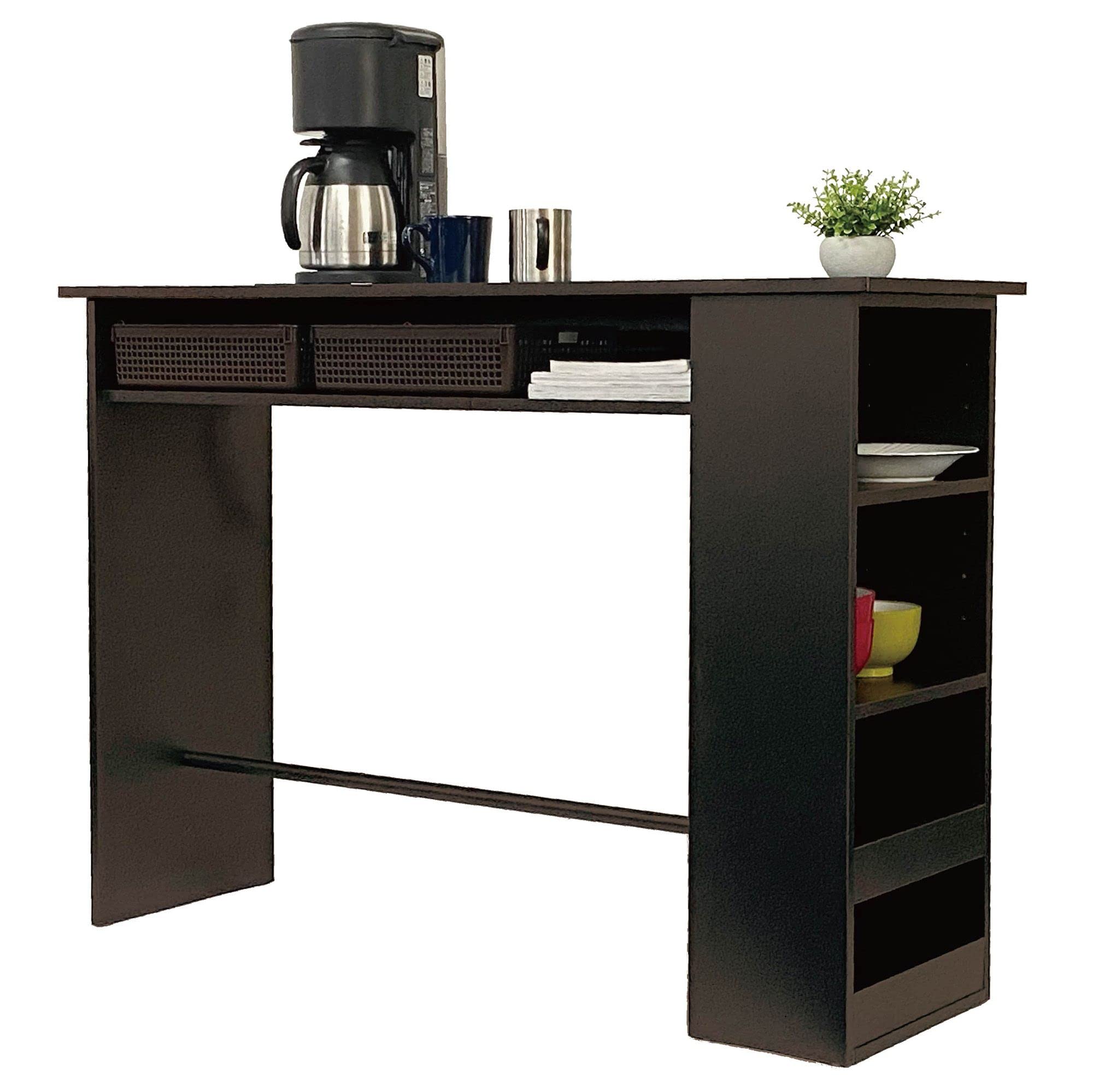 Amazon.co.jp: SKK カウンターテーブル 食器収納 コンセント付き USB