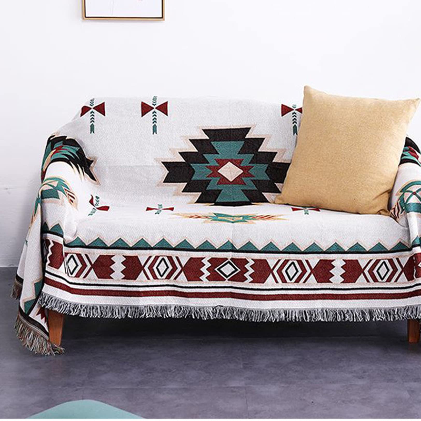 Amazon｜マルチカバー フリンジ ハワイアン キルト 160*300cm 北欧風