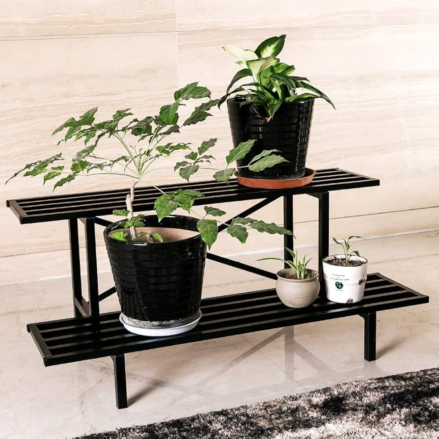 Amazon.com : Zhongma 2 Tier Sturdy Metal Plant Stand Heavy Duty