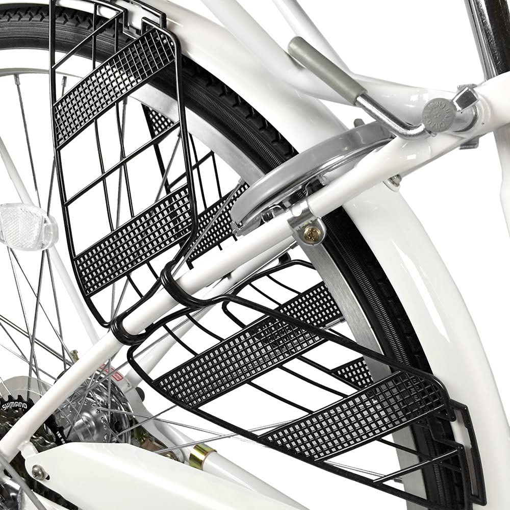 Amazon | ママチャリ ホワイト 27インチ 6段ギア SSフレーム LEDオート