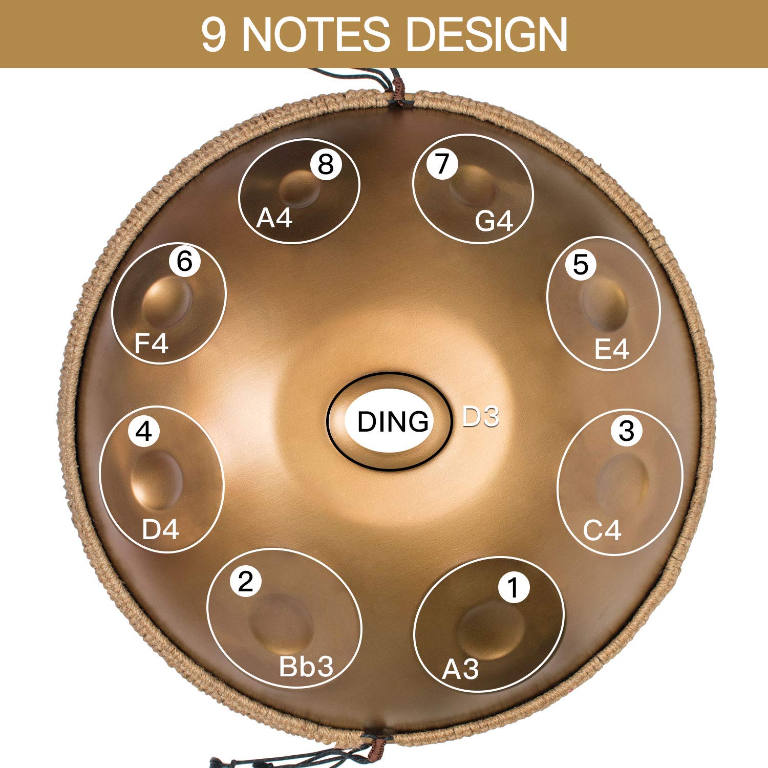 Amazon.co.jp: ハンドパンドラム楽器、AS TEMANハンドパンニ短調9