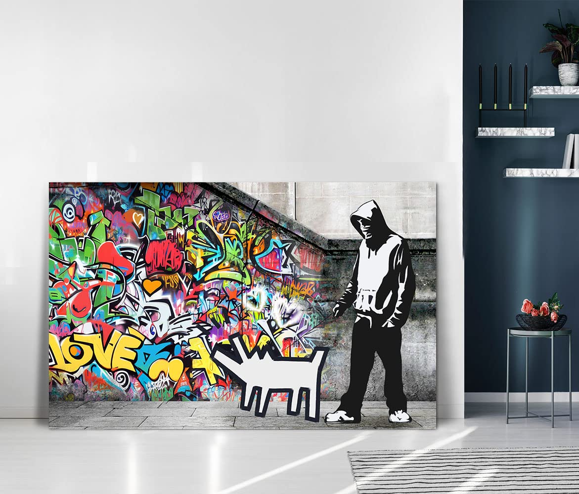 Amazon.co.jp: 大きなグラフィティ ウォールアート 男性と犬