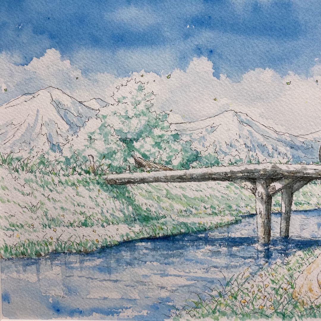 Amazon.co.jp: 内田新哉 青いしぶき 水彩原画 直筆サイン 裏書き有り