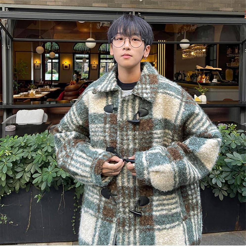 Amazon | [BEIBANG] チェックコート メンズ ゆったり ダッフルコート