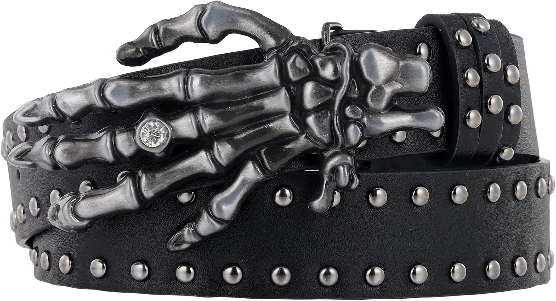 Manfnee Skull Belt Punk Rock Rivet Gothic Y2k Belt for Men Women