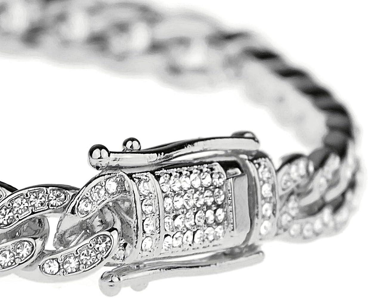 Amazon.com: Mens Bling Bracelet Iced Silver Tone Hip Hop Cuban