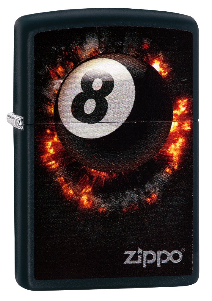 Amazon.com: Zippo Lighter: Eight Ball on Fire - Black Matte 79188