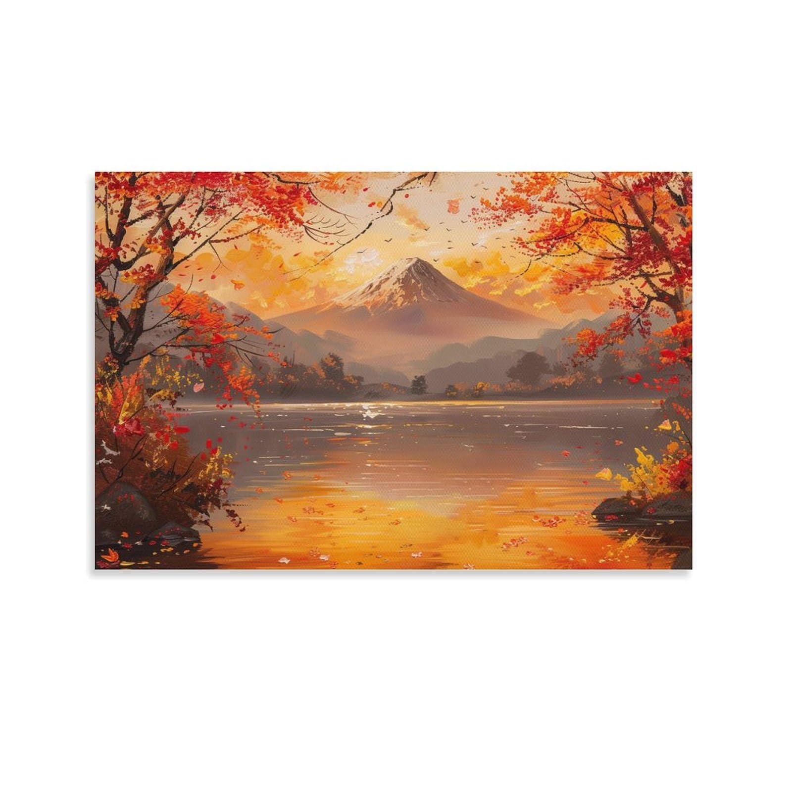 Amazon.co.jp: 絵画 富士山の秋の風景 アートパネル ポスター 美しい