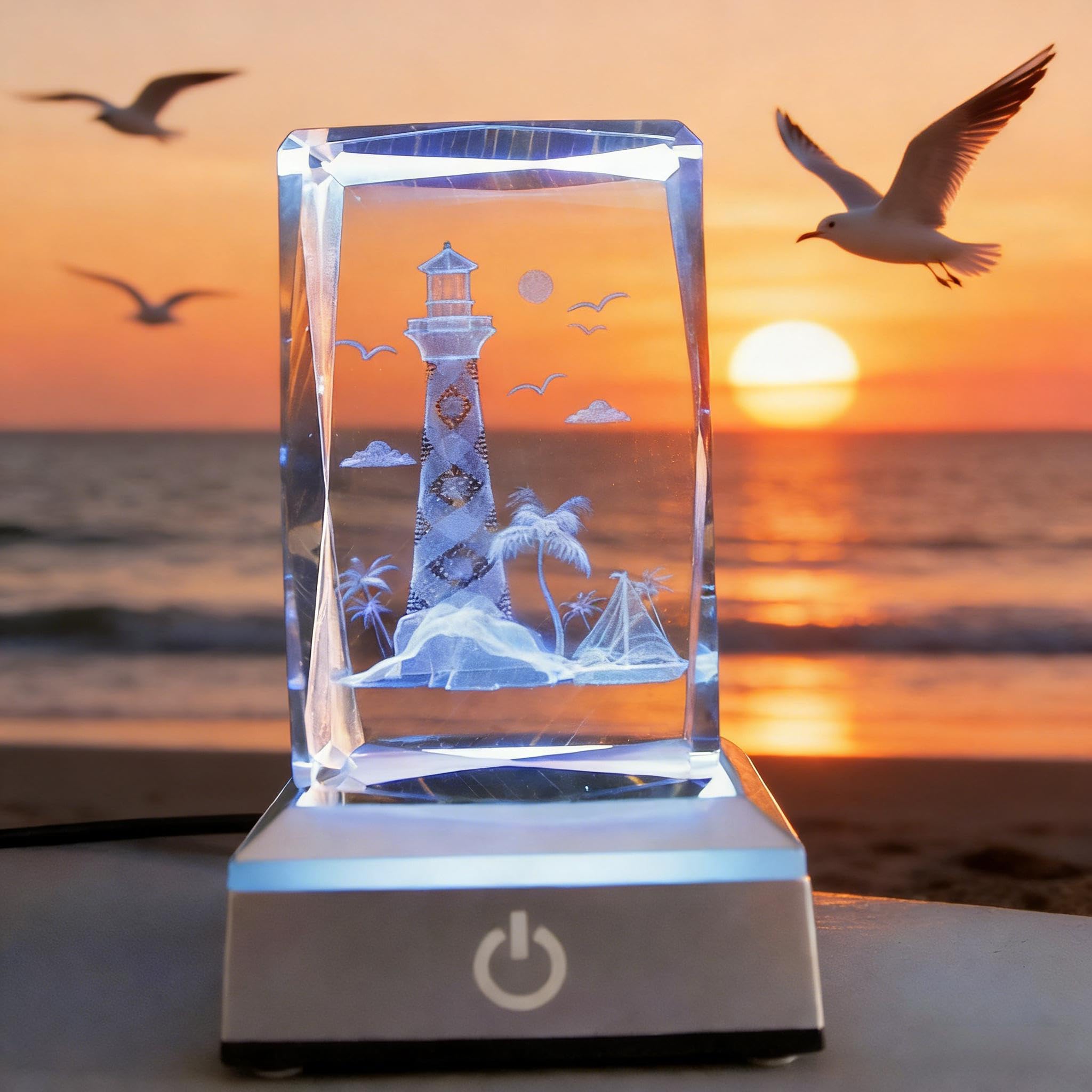 Amazon.co.jp: vskikris 3Dレーザークリスタル灯台シーバードコースト