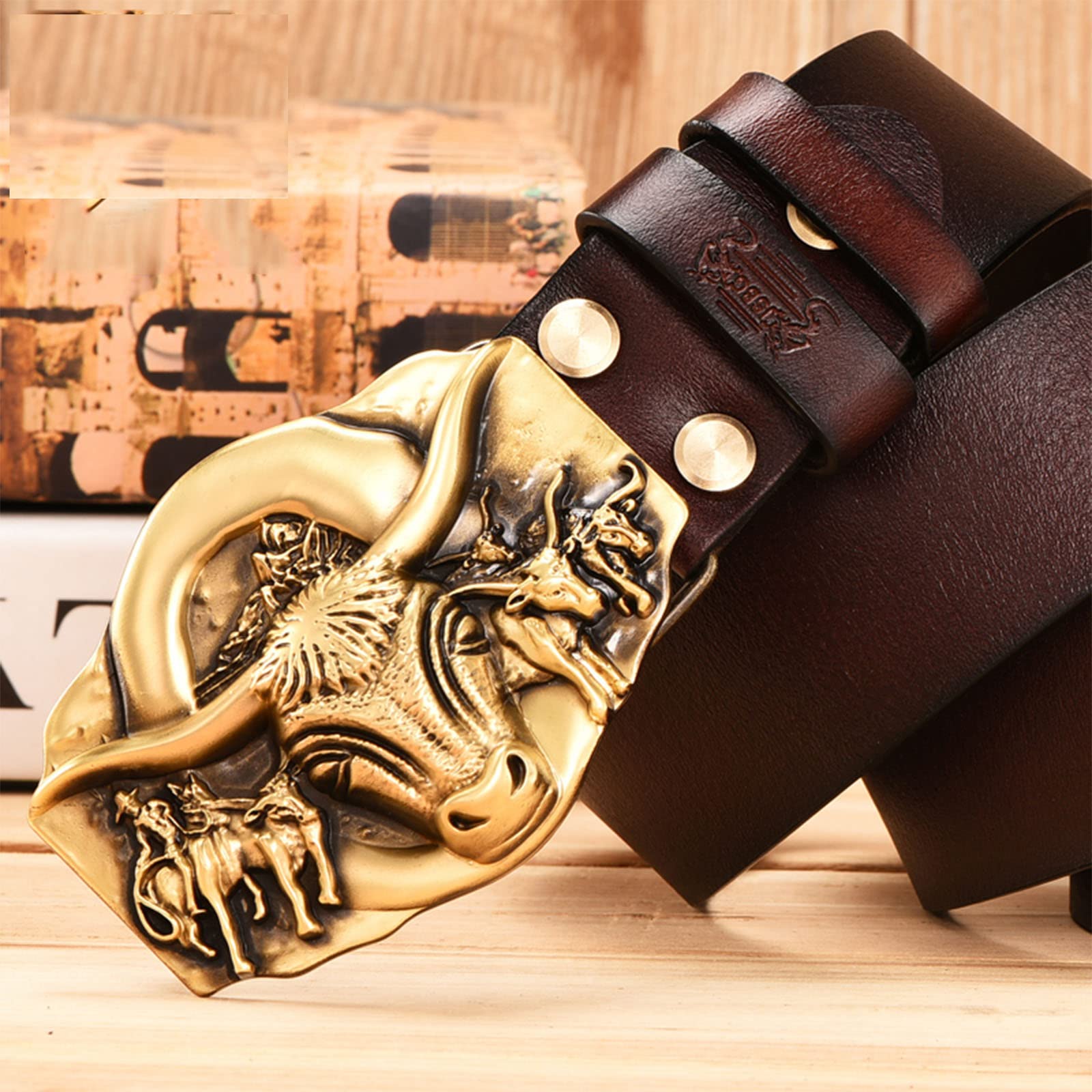 Amazon.co.jp: メンズベルト,ウエスタンブルヘッドピュアカッパー