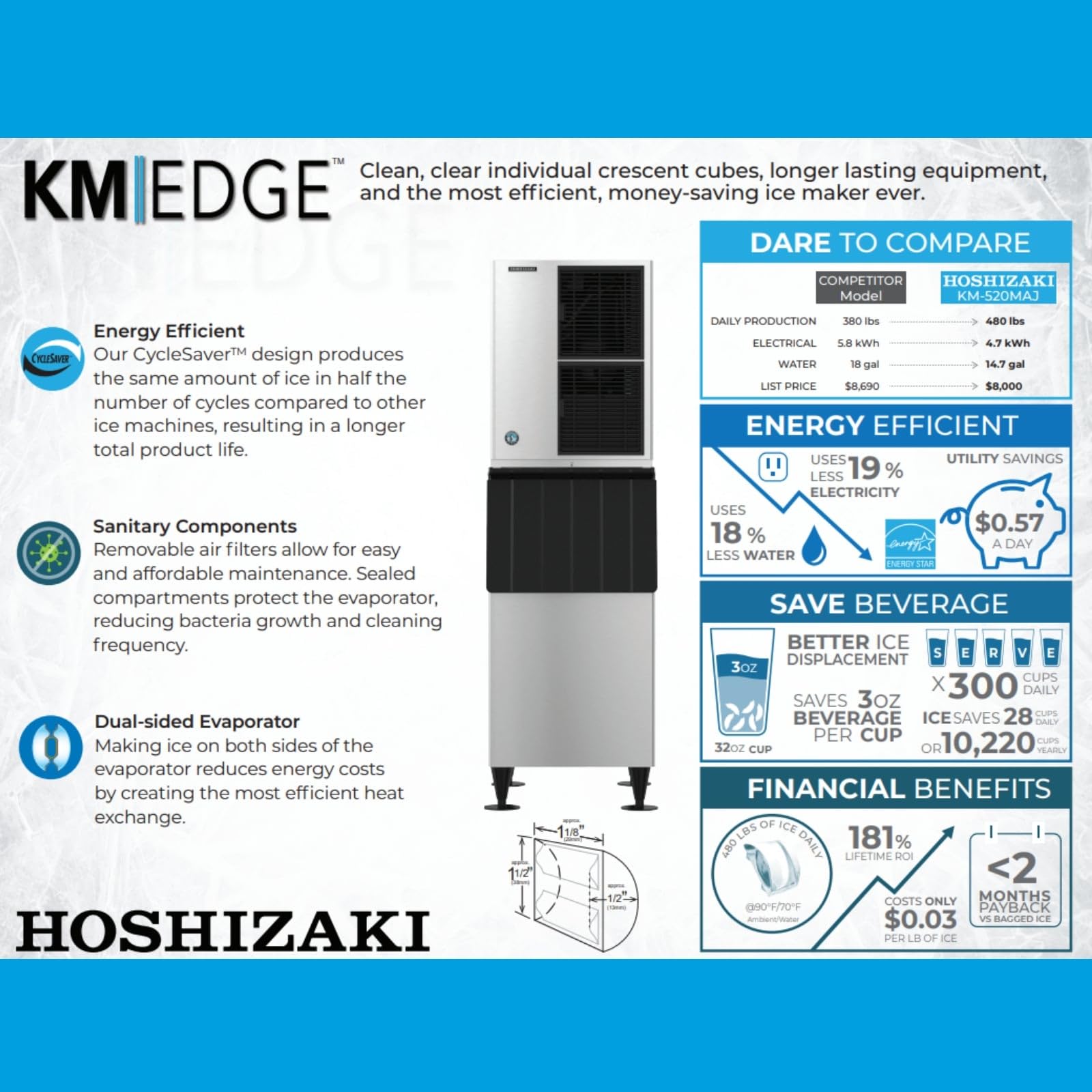 Amazon.com: Hoshizaki KM-1301SAJ, 1365 lbs ice/24Hr, Crescent Cube
