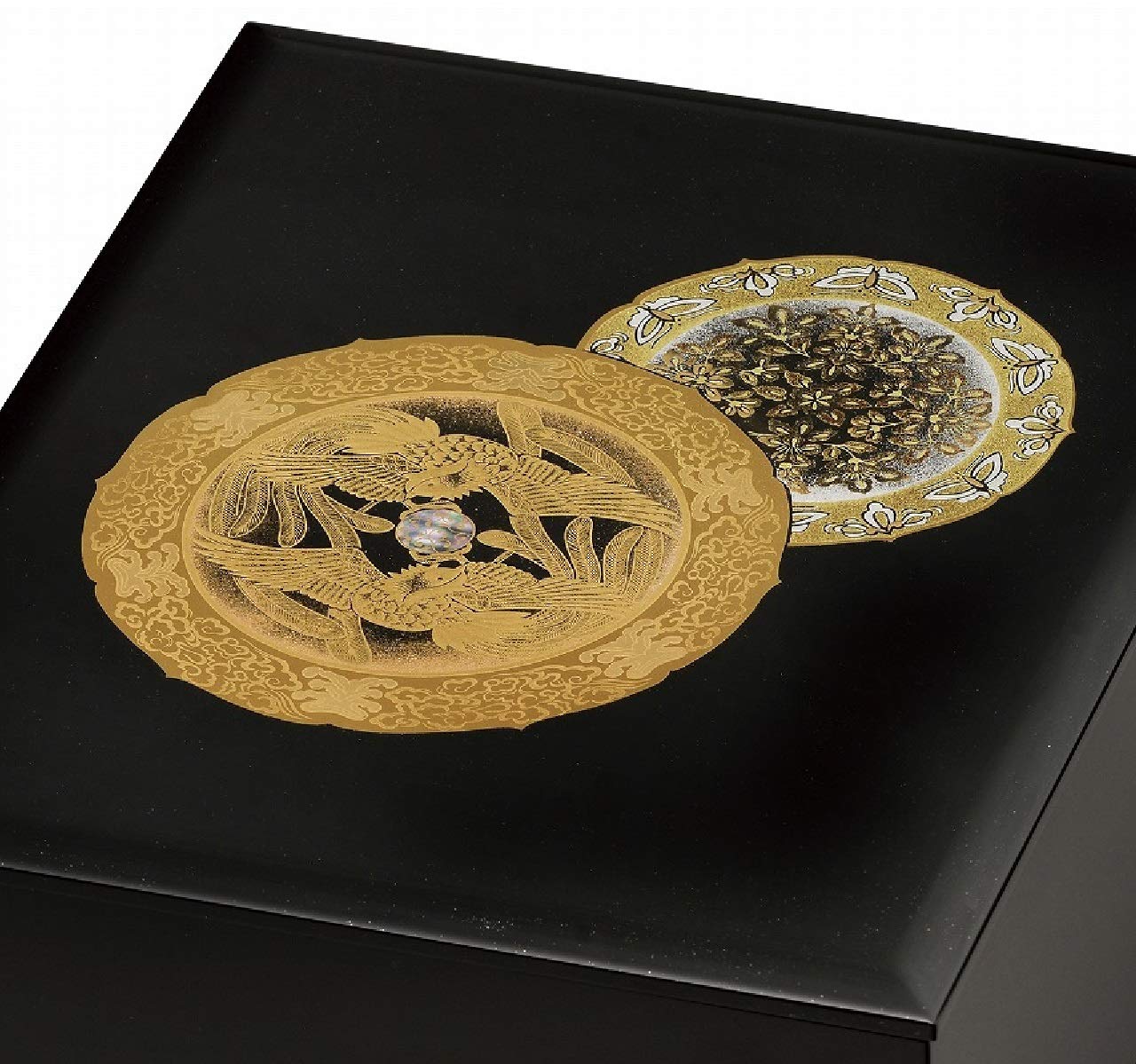 Amazon.co.jp: 会津漆器 手文庫(文箱) 黒 引出付 文庫 鳳凰 木材繊維