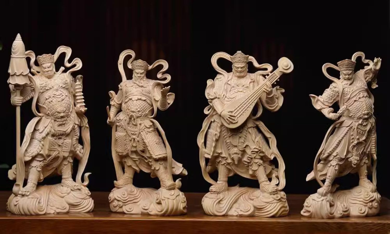 Amazon｜黄楊の木彫り仏像「四天王立像」持国天・広目天・増長天