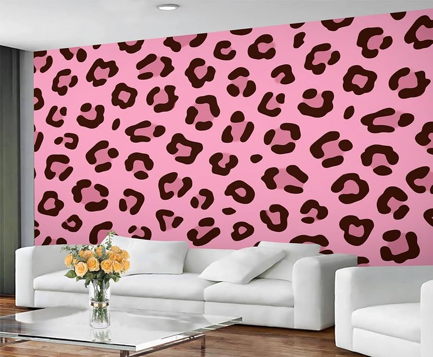 PAISUOQ Leopard Print Wallpaper, Pink Leopard Wall Paper, Cheetah