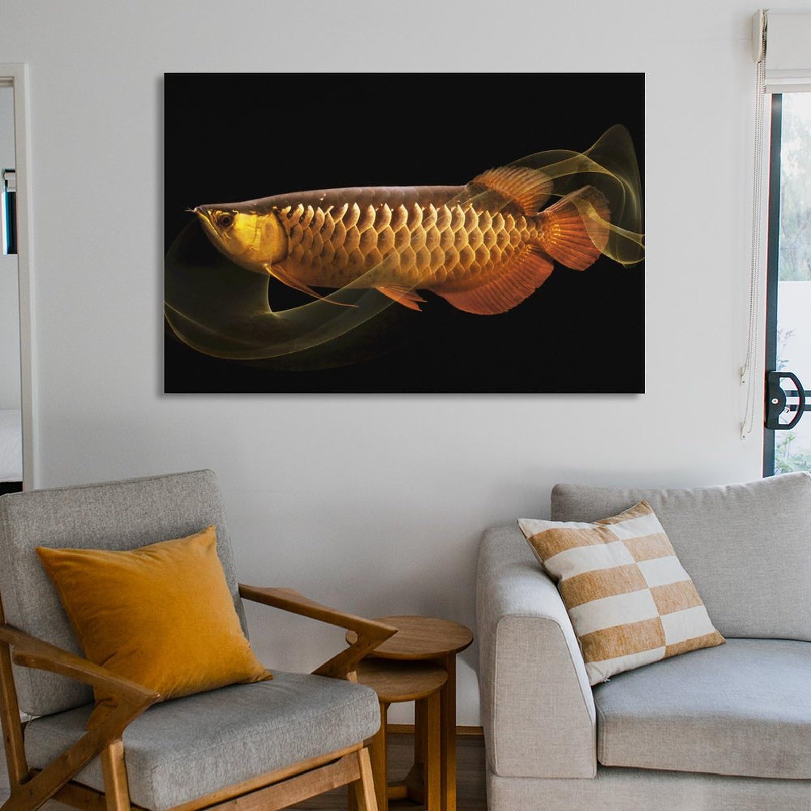 Amazon.co.jp: ゴールデンレッドアロワナ魚キャンバス キャンバス