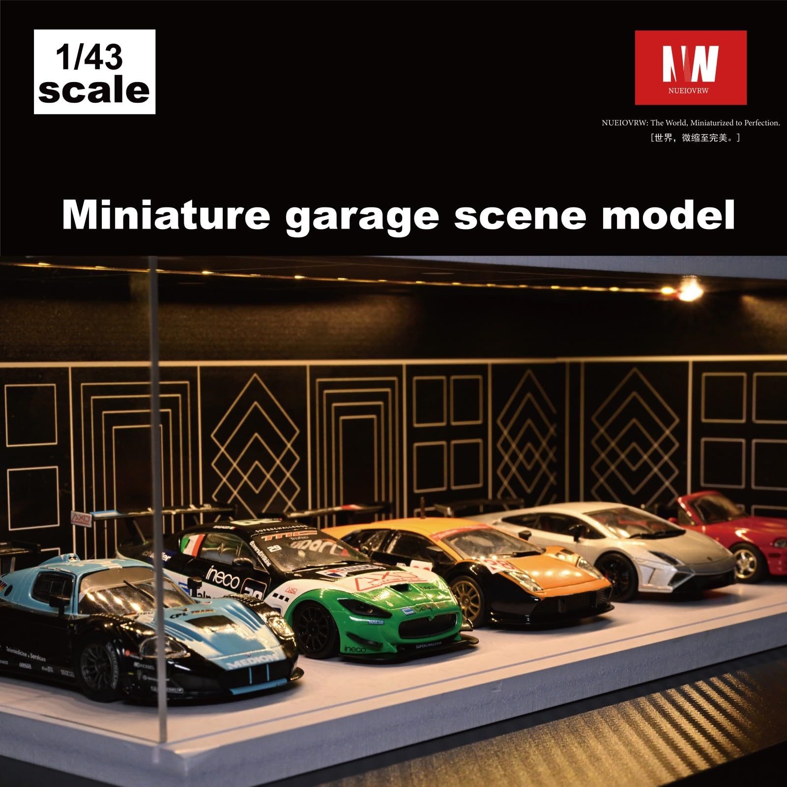Amazon.co.jp: NUEIOVRW 1/64 1/43 1/18 ジオラマ ガレージ 3色調光LED