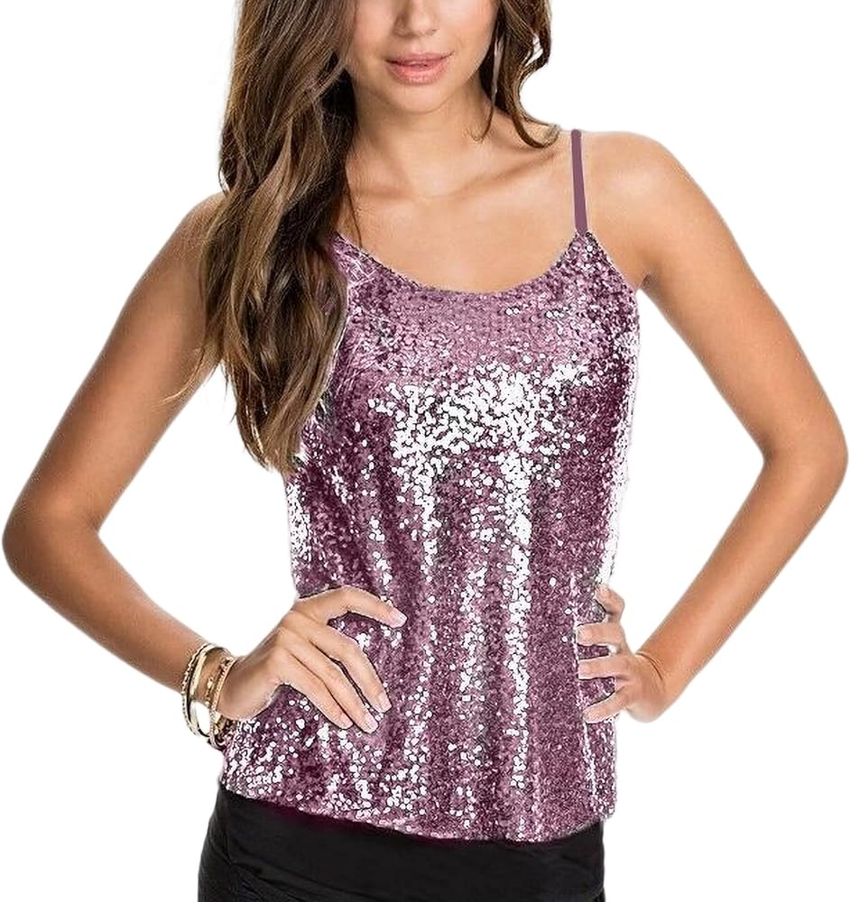 Silver Sparkle Camisole Tank Top Women Shimmer Camisole Vest
