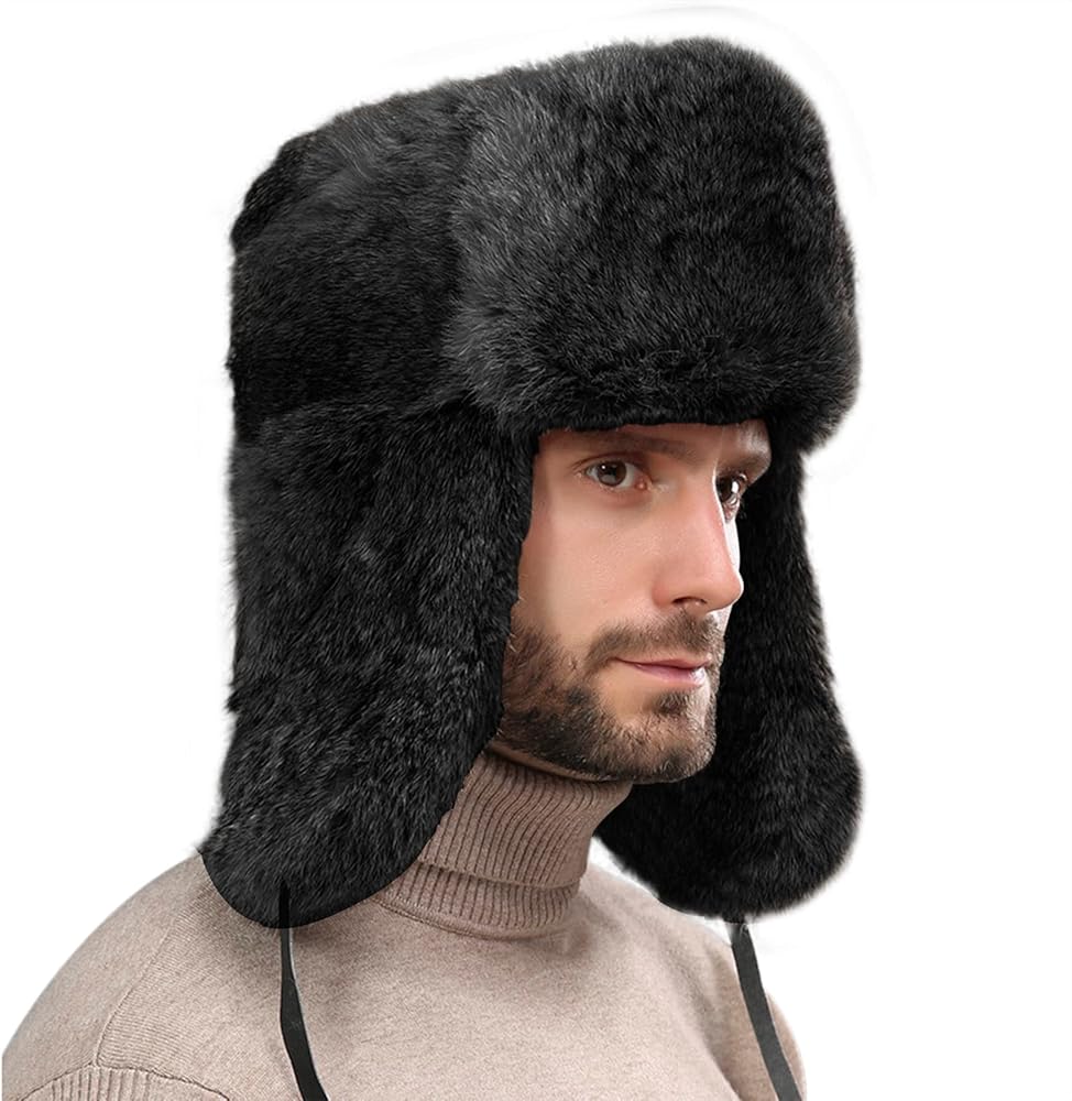 Faxianther Men Women Faux Fur Trapper Hat Ushanka Windproof