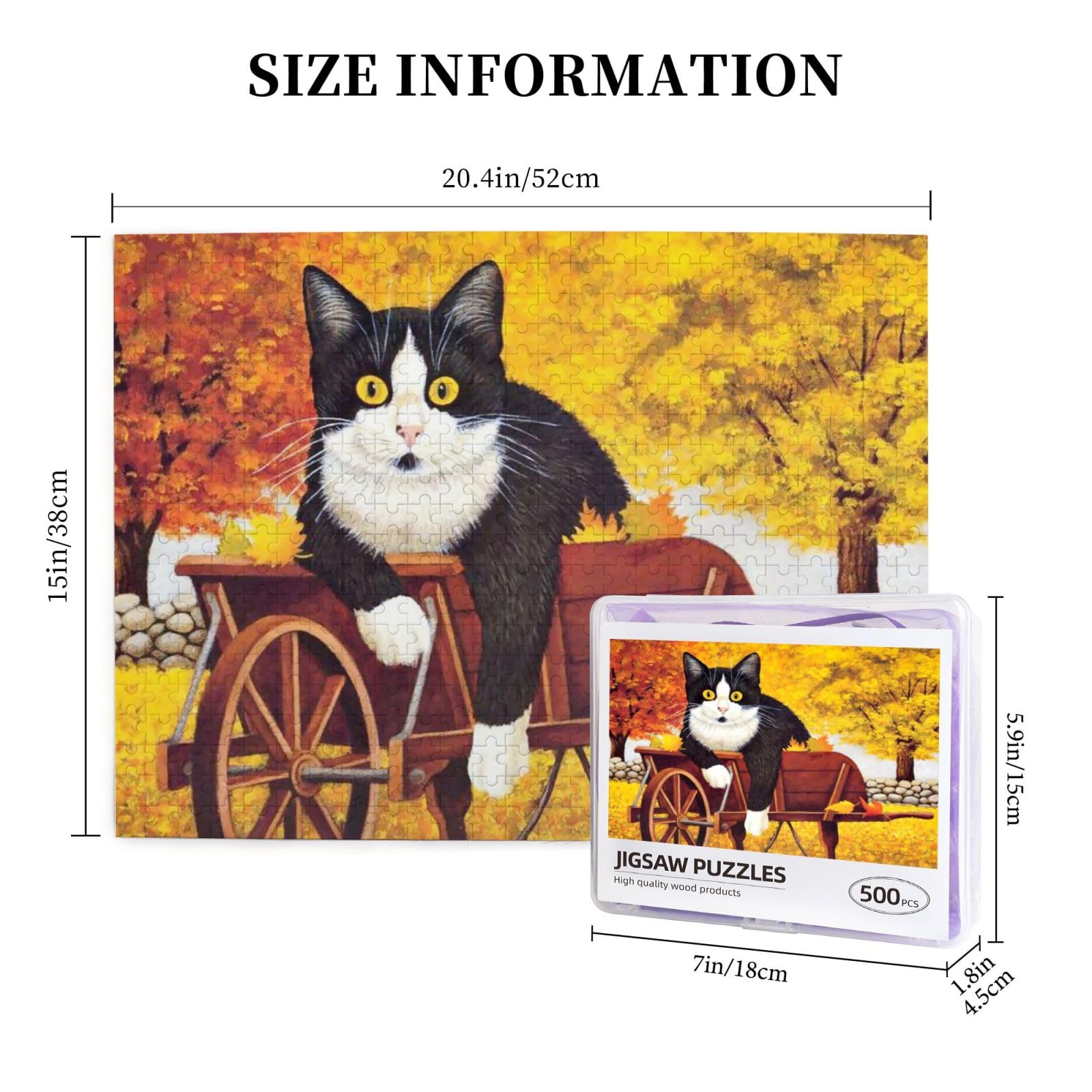 Amazon.co.jp: 500ピース ジグソーパズル 猫 油絵 水彩 ネコ 可愛い 52