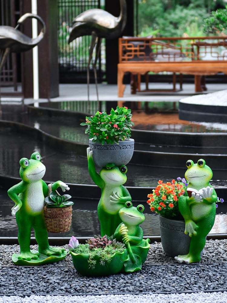 Amazon.co.jp: ガーデンオーナメント 蛙の置物 カエル かえる 鉢