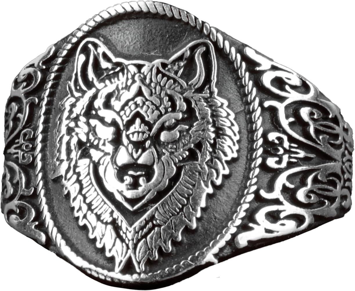 Sterling Silver Men's Wolf Ring - Majestic Wildlife Inspired Band
