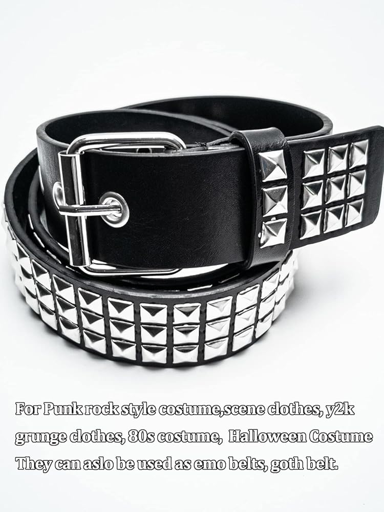 LUFMWCWD Punk Studded Belt for Women Rock Threads Goth Stud
