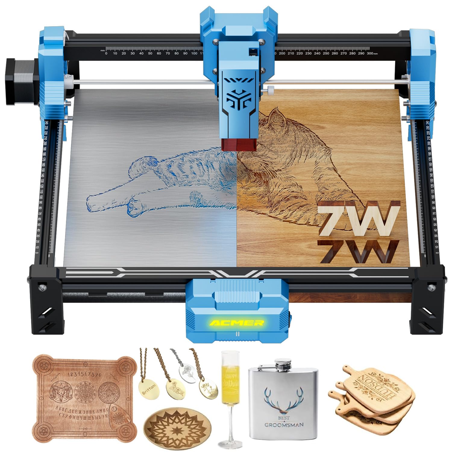 Amazon | ACMER S2 レーザー彫刻機 7000mW クラス1 高精度 ミニ 彫刻機